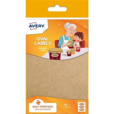 Avery UK Kraft Labels 41 x 89 mm Brown (Pack 18 Labels) - OVKR18.UK