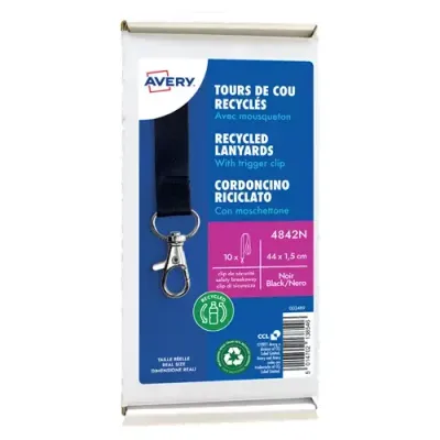 Avery 4842N identity badge/badge holder Metal Polyethylene terephthalate (PET) 10 pc(s)