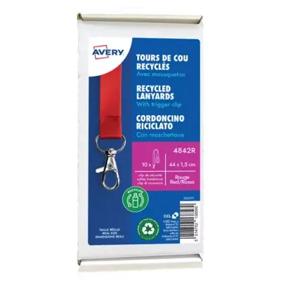 Avery 4842R identity badge/badge holder Metal Polyethylene terephthalate (PET) 10 pc(s)
