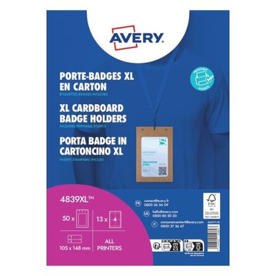 Avery 4839XL identity badge/badge holder Cardboard 50 pc(s) - Thumbnail 2