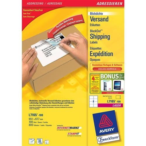 Avery L7165-100 self-adhesive label White 800 pc(s) - Image 1
