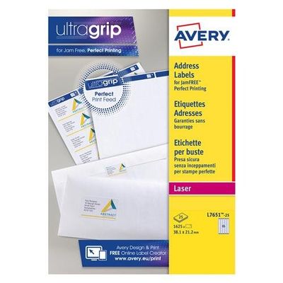 Avery L7651-25 addressing label Self-adhesive label White