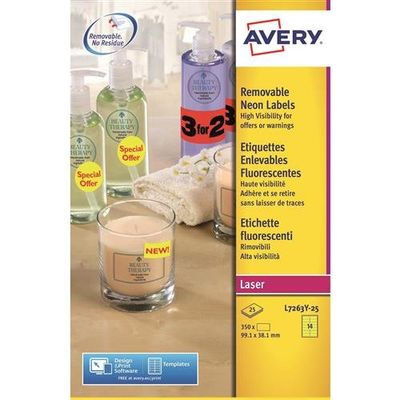 Avery High Visibility Neon Labels. Yellow