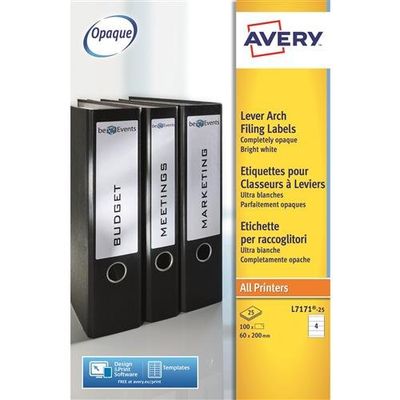 Avery L7171-25 self-adhesive label White 100 pc(s)