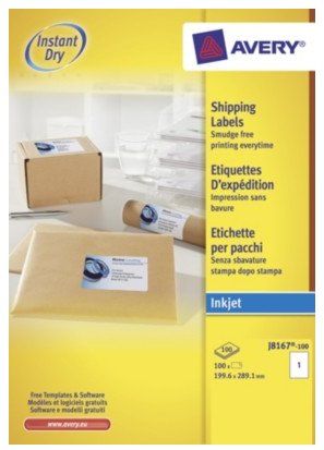 Avery J8167-100 self-adhesive label White 100 pc(s) - Image 1
