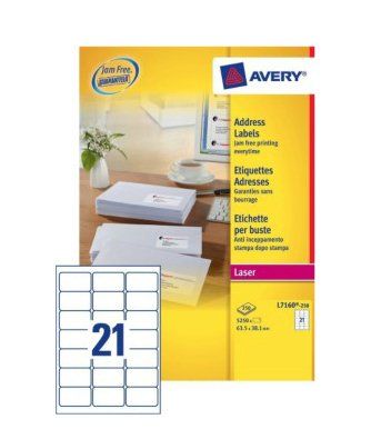 Avery L7160-250 addressing label Self-adhesive label White