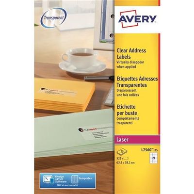 Avery L7560-25 self-adhesive label Rounded rectangle Permanent Transparent 525 pc(s)