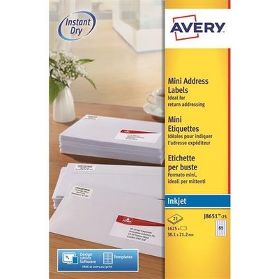 Avery J8651-25 printer label White