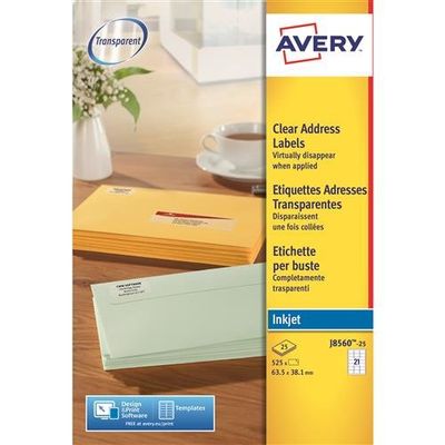 Avery J8560-25 printer label Transparent
