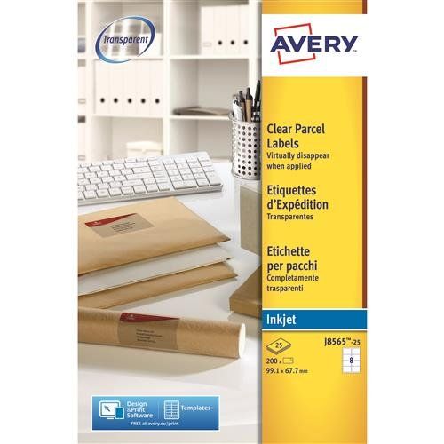 Avery Clear Address Label - Inkjet - J8565 Transparent - Image 1