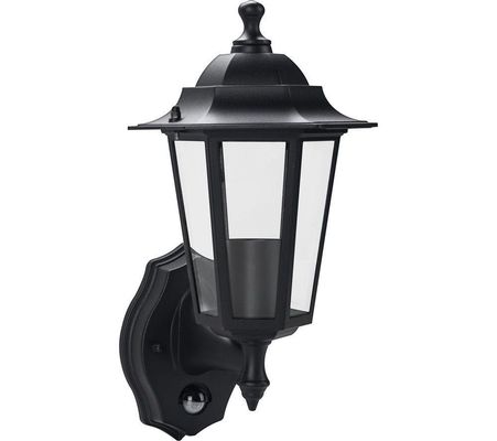 6 Panel Coach Lantern E27 Lampholder Pir Ip44 Black Less Lamp LEXDCL6PB-02