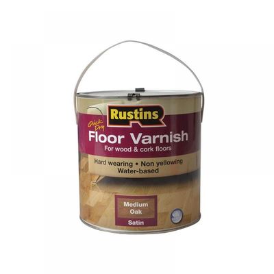 Rustins AFMO2500 Quick Dry Coloured Floor Varnish Medium Oak 2.5 Litre