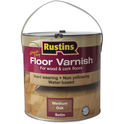 Rustins AFMO2500 Quick Dry Coloured Floor Varnish Medium Oak 2.5 Litre - Thumbnail 2