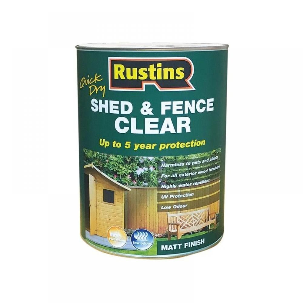 Rustins FSCL1000 Quick Dry Shed And Fence Clear Protector 1 Litre - Image 1