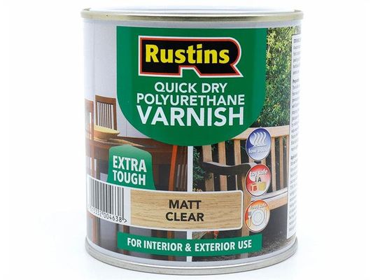 Rustins, Quick Dry Polyurethane Varnish, 500ml, Clear, Water-Based - White