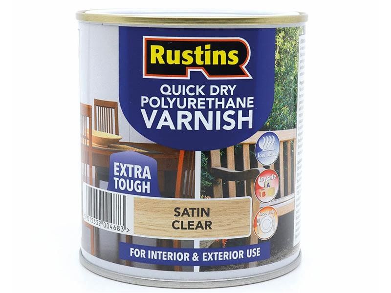 Rustins, Quick Dry Polyurethane Varnish, 1L, Satin, Clear - White - Image 1