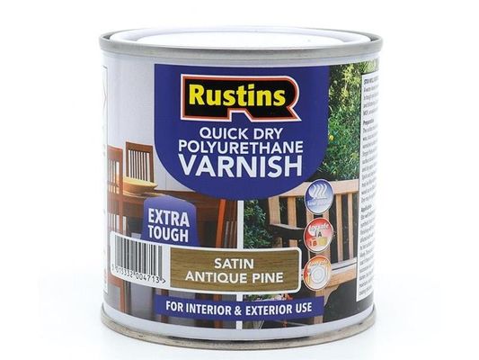 Rustins, Quick Dry Polyurethane Varnish, Satin, 250ml, Water-Based - Brown