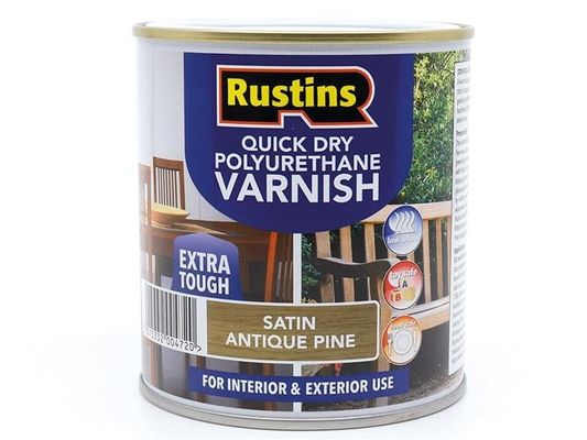 Rustins, Quick Dry Polyurethane Varnish, 500ml, Satin, Antique Pine - Brown