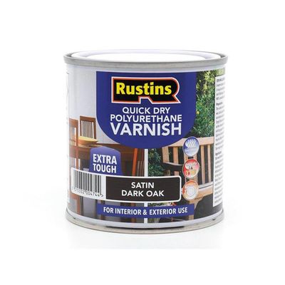 Rustins PSDOW250 Quick Dry Polyurethane Varnish Satin Dark Oak 250Ml Psdow250