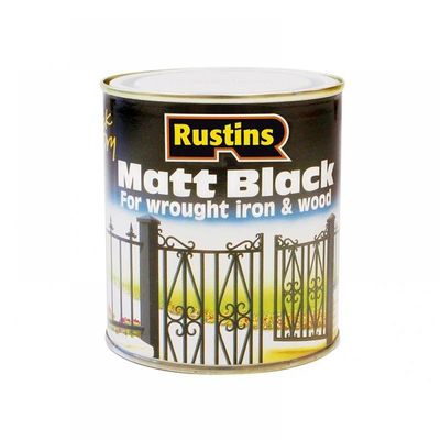Rustins Matt Black Finish Paint 500ml