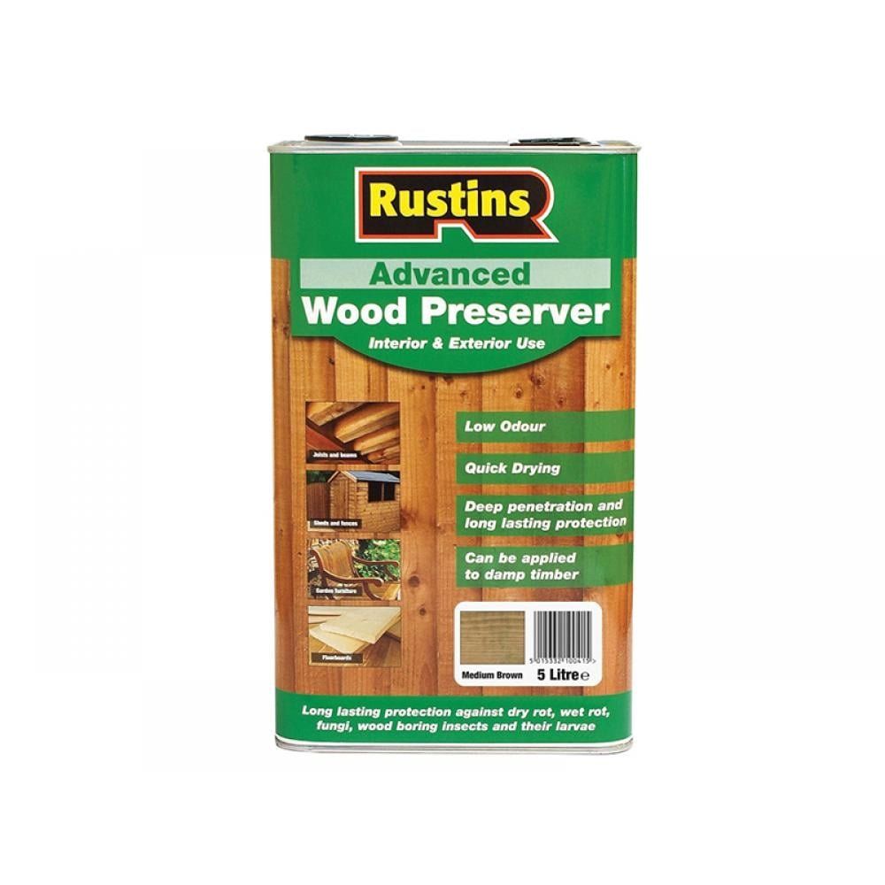 Rustins AWMB5000 Advanced Wood Preserver Mid Brown 5 Litre - Image 1