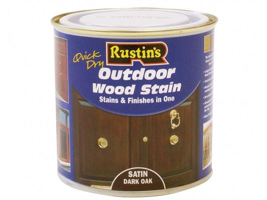 Rustins, Quick Dry Exterior Woodstain, Satin, Dark Oak, 250ml, Wood Protection - Brown