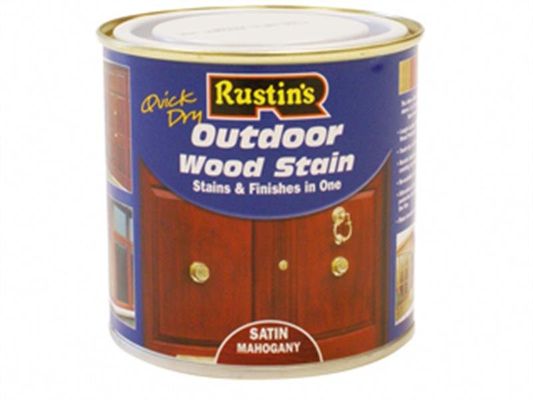 Rustins, Quick Dry Exterior Woodstain, Satin, 500ml, Mahogany - Brown