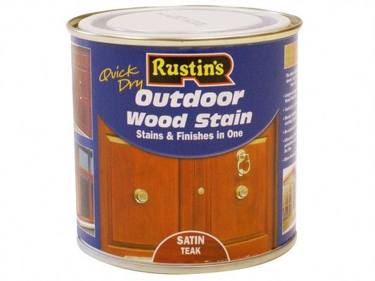 Rustins, Quick Dry Exterior Woodstain, Satin Teak, 250ml, Wood Stain - Brown