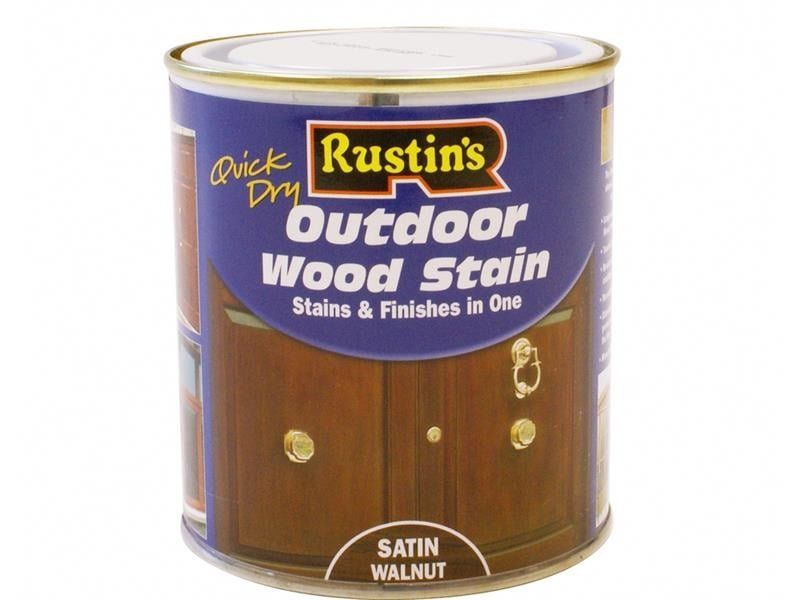 Rustins, Quick Dry Exterior Woodstain, Satin, Walnut, 250ml - Brown - Image 1
