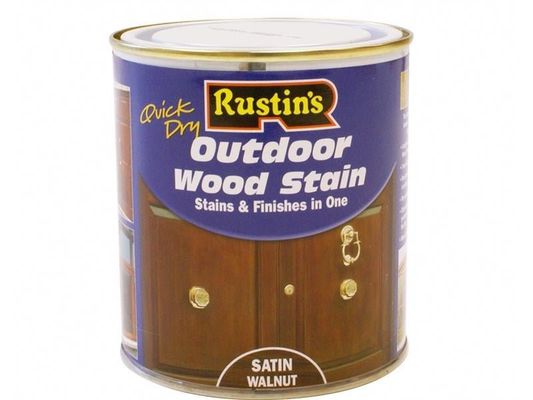 Rustins, Quick Dry Exterior Woodstain, Satin Walnut, 500ml, Wood - Brown