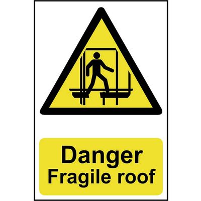 Scan 1104 Danger Fragile Roof - Pvc Sign 200 X 300Mm