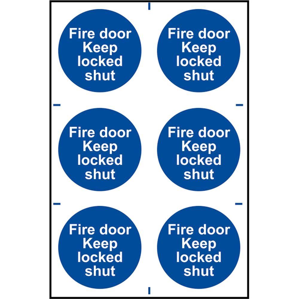Scan 0153 Fire Door Keep Locked Shut - 6 Pvc Signs 100 X 100Mm - Image 1