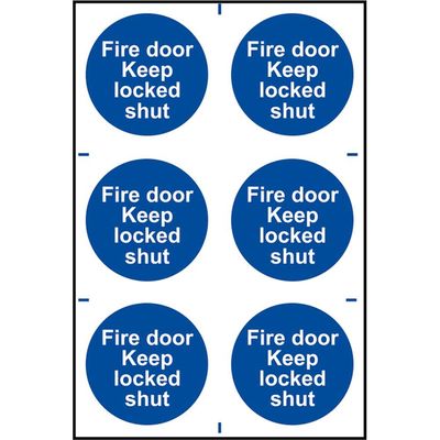 Scan 0153 Fire Door Keep Locked Shut - 6 Pvc Signs 100 X 100Mm