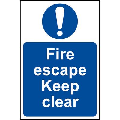 Scan 0158 Fire Escape Keep Clear - Pvc Sign 200 X 300Mm