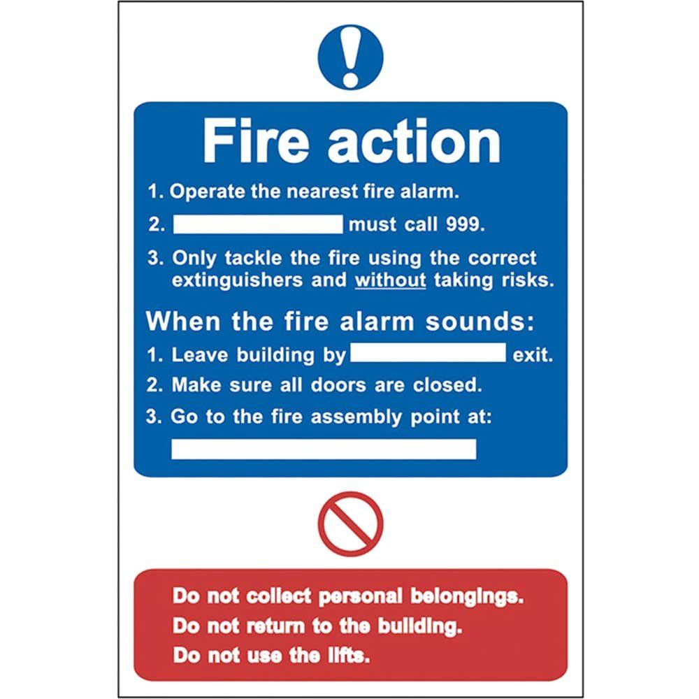 Scan 0165 Fire Action Procedure - Pvc Sign 200 X 300Mm - Image 1