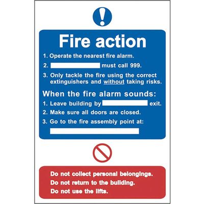 Scan 0165 Fire Action Procedure - Pvc Sign 200 X 300Mm
