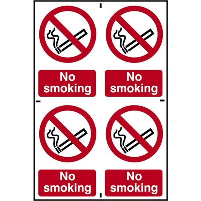 Scan 0552 No Smoking - 4 Pvc Signs 100 X 150Mm
