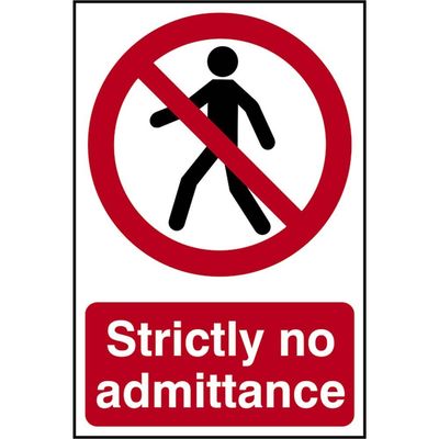 Scan 0608 Strictly No Admittance - Pvc Sign 200 X 300Mm