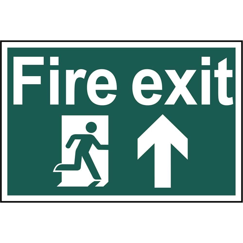 Scan 1505 Fire Exit Running Man Arrow Up - Pvc Sign 300 X 200Mm - Image 1