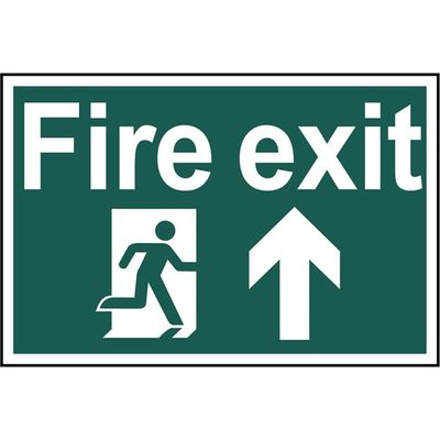 Scan 1505 Fire Exit Running Man Arrow Up - Pvc Sign 300 X 200Mm