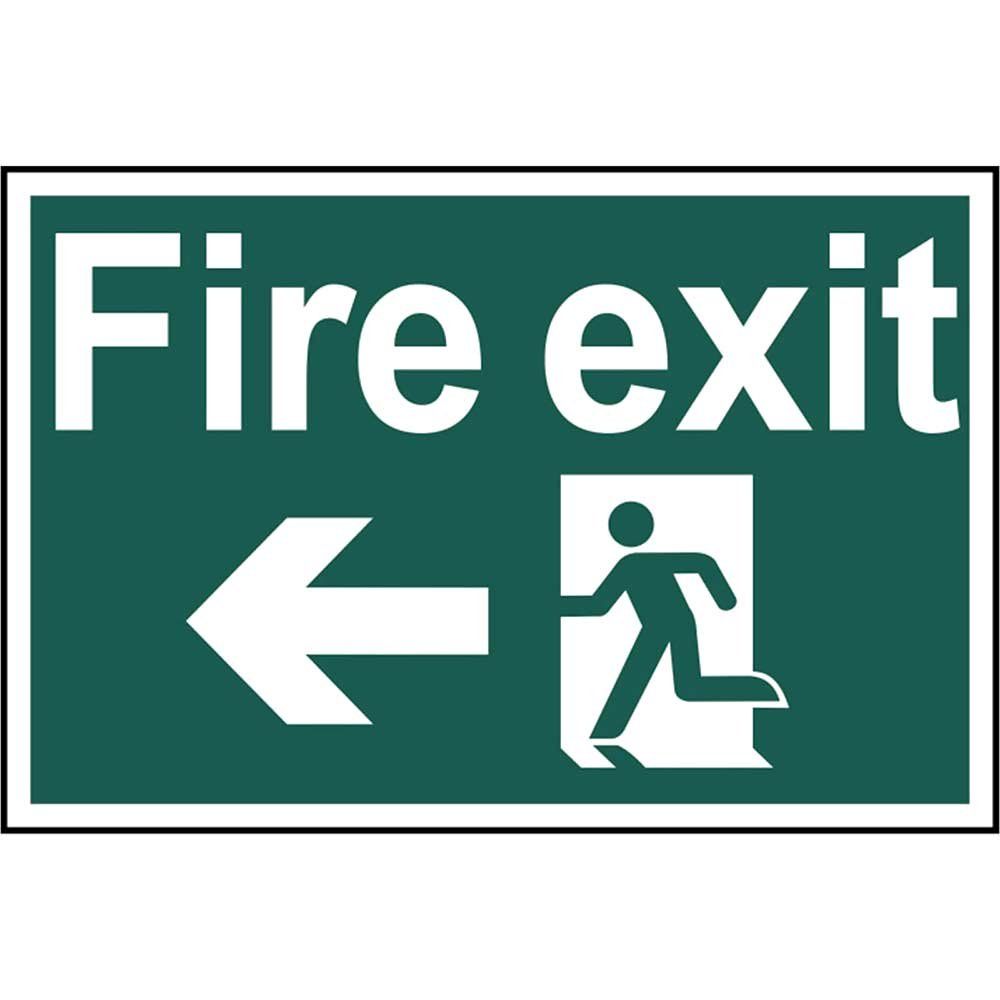 Scan 1506 Fire Exit Running Man Arrow Left - Pvc Sign 300 X 200Mm - Image 1