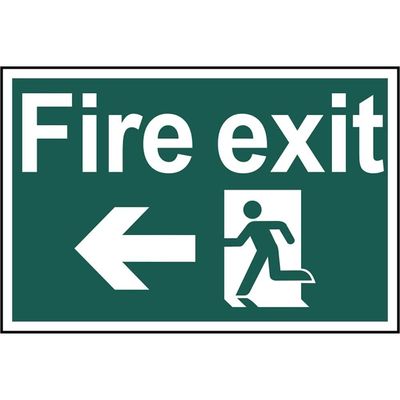Scan 1506 Fire Exit Running Man Arrow Left - Pvc Sign 300 X 200Mm