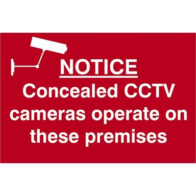 Scan 1607 Notice Concealed Cctv Camera - Pvc Sign 300 X 200Mm