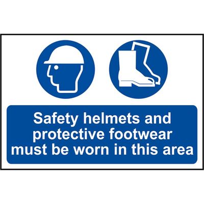 Scan 4001 Safety Helmets & Footwear To Be Worn - Pvc Sign 600 X 400Mm