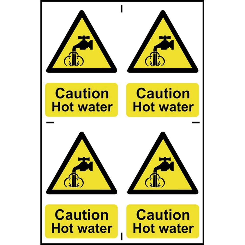 Scan 1309 Caution Hot Water - 4 Pvc Signs 100 X 100Mm - Image 1