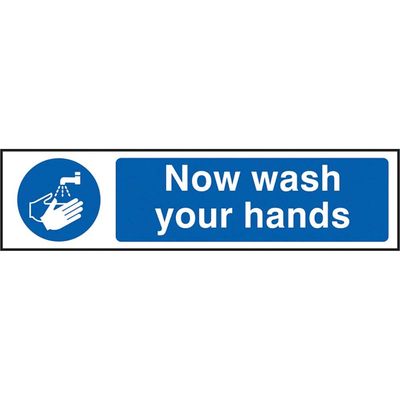 Scan 5014 Now Wash Your Hands - Pvc Sign 200 X 50Mm