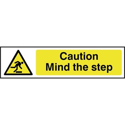 Scan 5109 Caution Mind The Step - Pvc Sign 200 X 50Mm