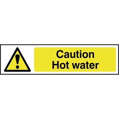 Scan 5116 Caution Hot Water - Pvc Sign 200 X 50Mm