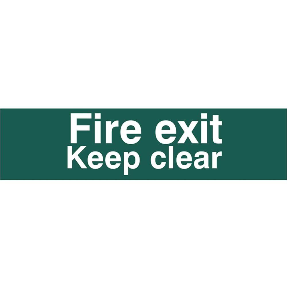 Scan 5206 Fire Exit Keep Clear Text Only - Pvc Sign 200 X 50Mm - Image 1