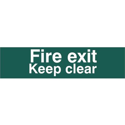 Scan 5206 Fire Exit Keep Clear Text Only - Pvc Sign 200 X 50Mm
